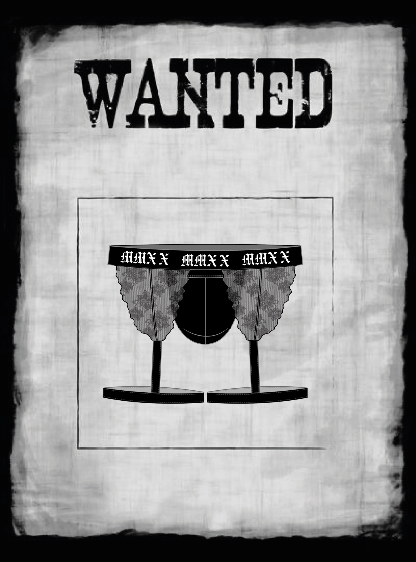 Bad Boy Lace Garter Thong Set (Noir) Black