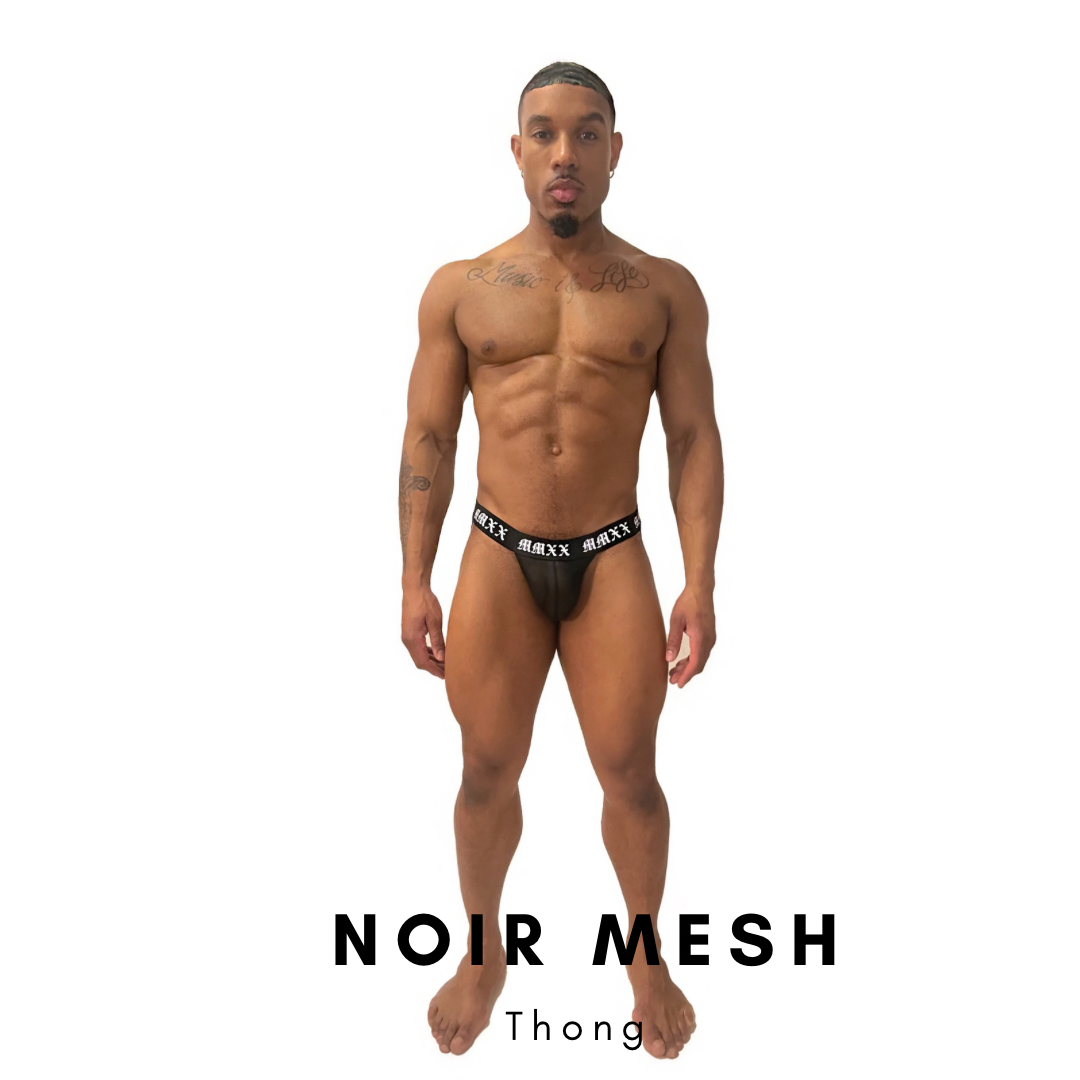 Noir Mesh Thong