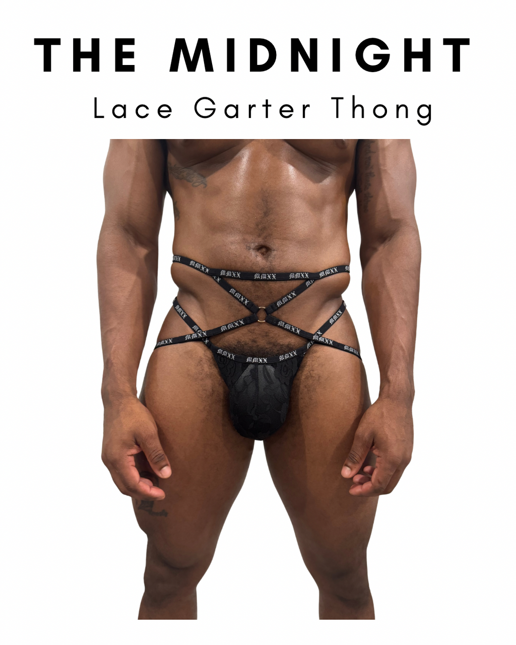 Midnight Lace Garter Thong