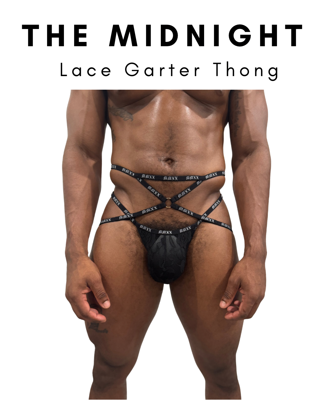 Midnight Lace Garter Thong
