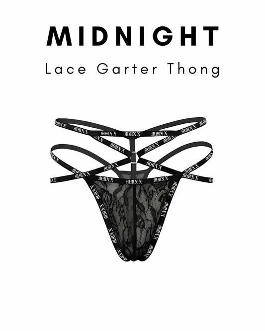 Midnight Lace Garter Thong